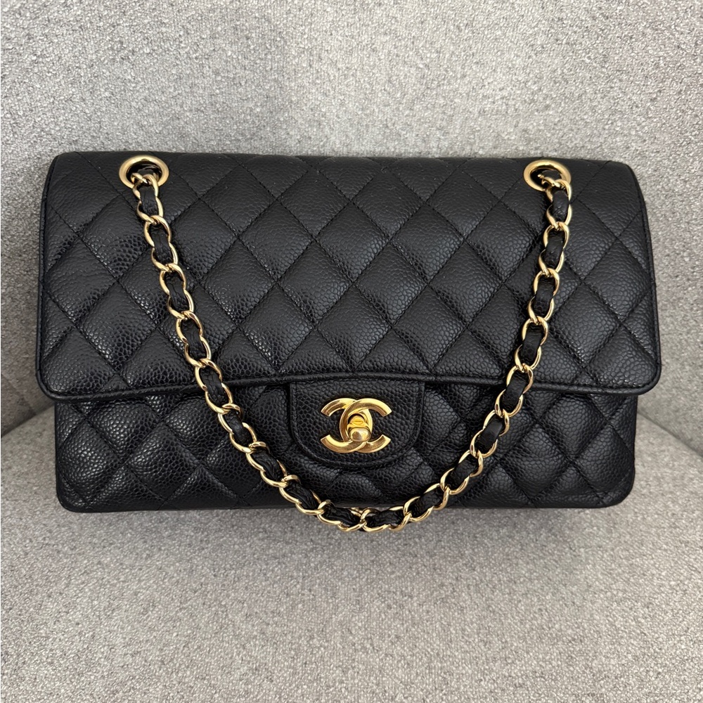 Chanel Black Caviar Leather Medium Double Flap Bag